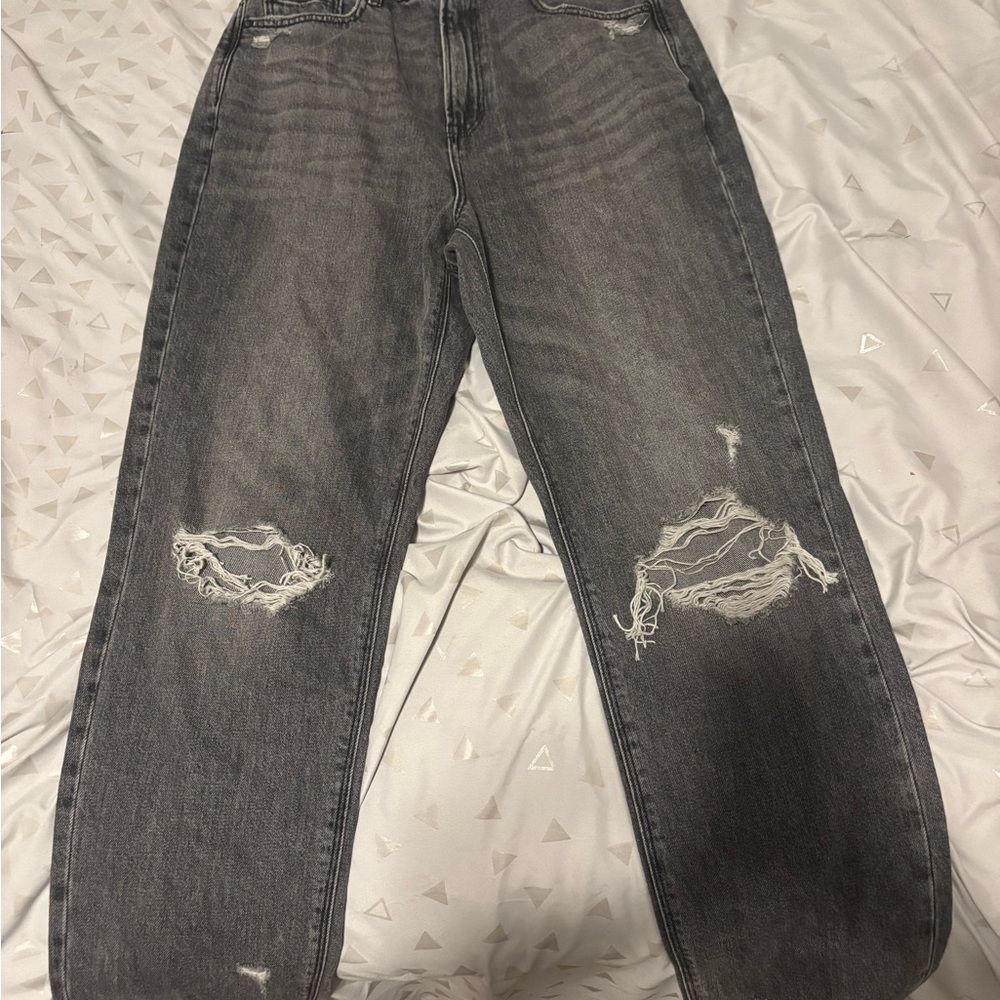 American Eagle Distressed Gray Mom Jeans